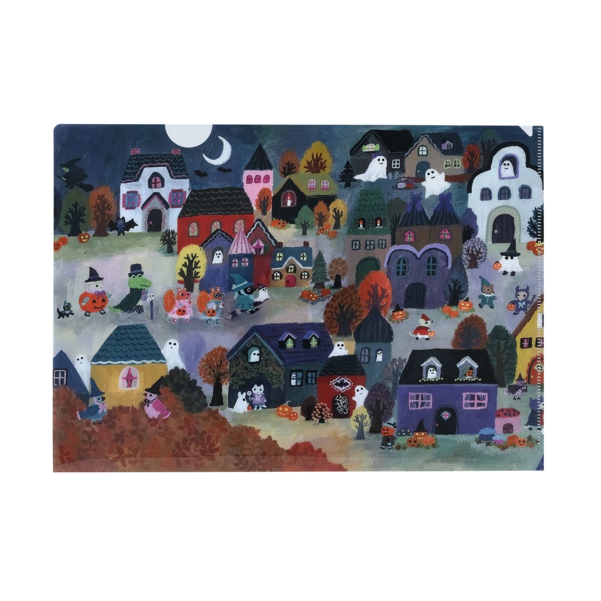 【もぐらちゃんのハロウィン】（A4）クリアファイル　ハロウィンのまち