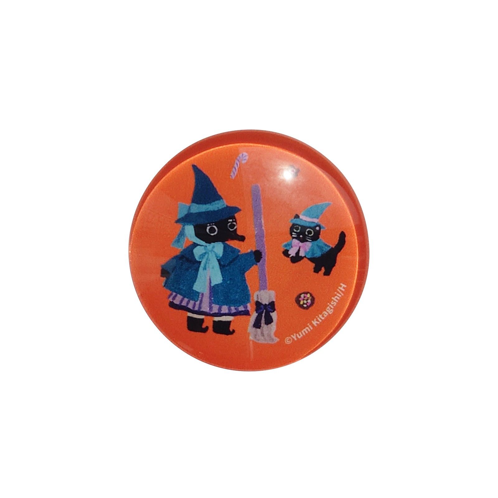 【もぐらちゃんのハロウィン】ガラスマグネット　もぐらちゃんとねこ