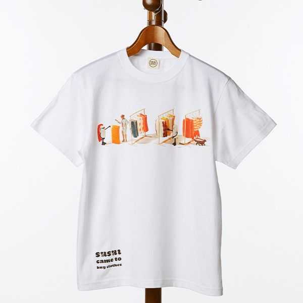 【MOE】Tシャツ(田中達也/「おすしが ふくを かいにきた」/ふくや）/ユニセックスM