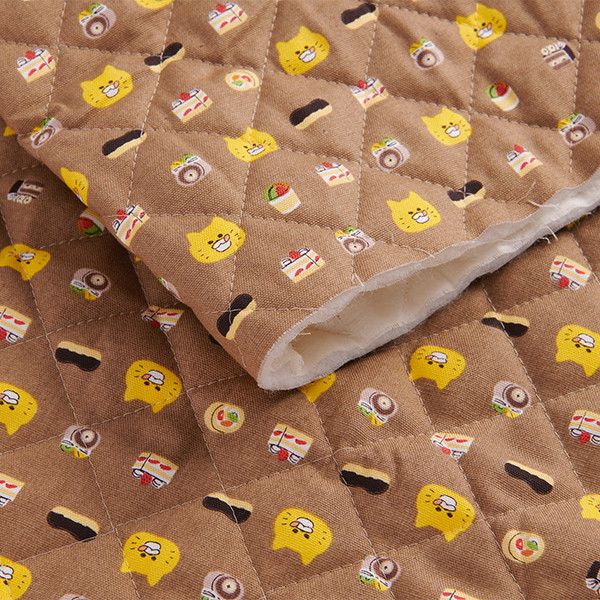 【ノラネコぐんだん】オックスキルト生地 50cmカットクロス（ノラネコスイーツ/チョコレートいろ）
