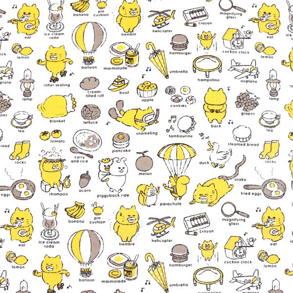 【ノラネコぐんだん】 ファブリック（ 50cmカットクロス/ノラネコABC/モノトーン）