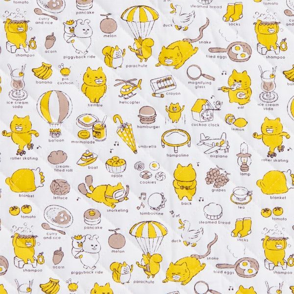 【ノラネコぐんだん】オックスキルト生地50cmカットクロス（ノラネコABC/モノトーン）