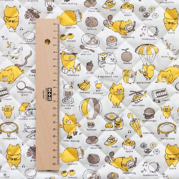 【ノラネコぐんだん】オックスキルト生地50cmカットクロス（ノラネコABC/モノトーン）