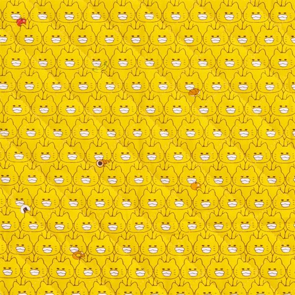 【ノラネコぐんだん】オックスキルト生地50cmカットクロス（ノラネコいっぱい/ノラきいろ）