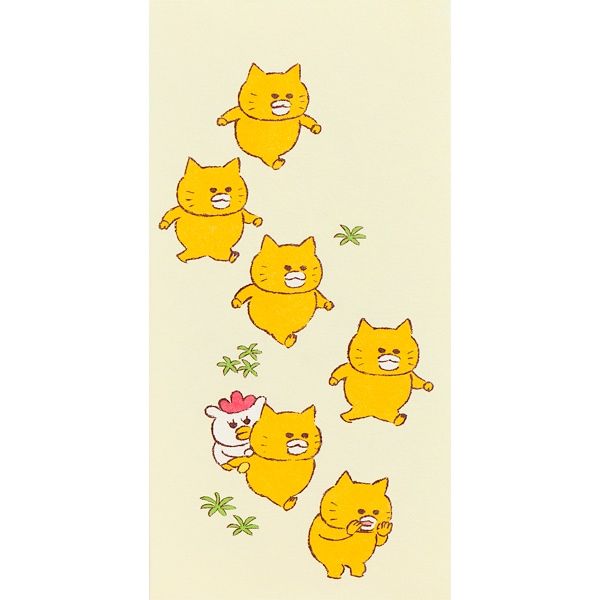 【ノラネコぐんだん】 金封（長ポチ袋/3枚入/ おんぶ）