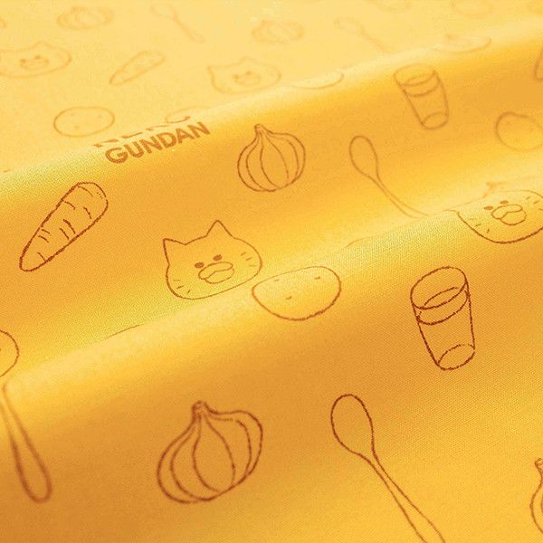 【ノラネコぐんだん】 ファブリック シーチング（50cmカットクロス/ノラネコカレーライス/カレーいろ）