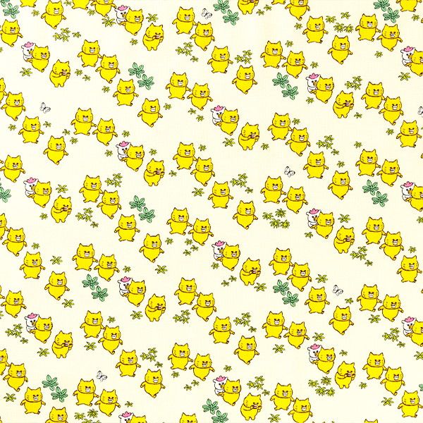 【ノラネコぐんだん】 ファブリック シーチング（50cmカットクロス/ノラネコさんぽ/うすきいろ）