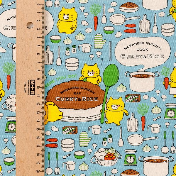 【ノラネコぐんだん】 ファブリック オックス（1mカットクロス/ノラネコクッキング/ラムネいろ）