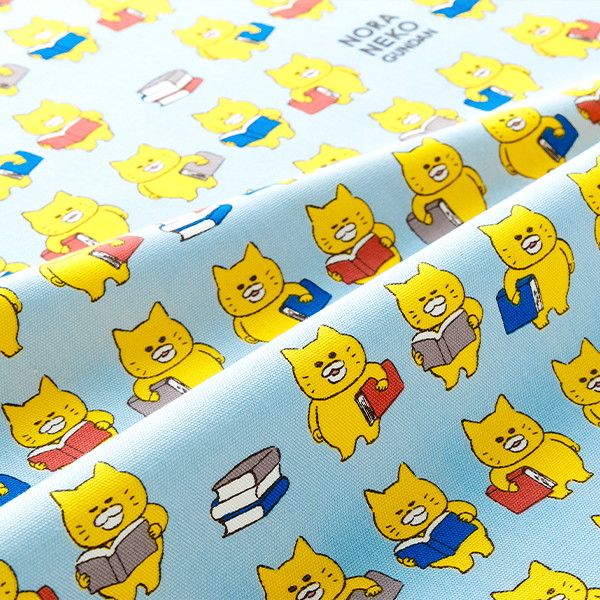 【ノラネコぐんだん】 ファブリック オックス（1mカットクロス/ノラネコどくしょ/そらいろ）
