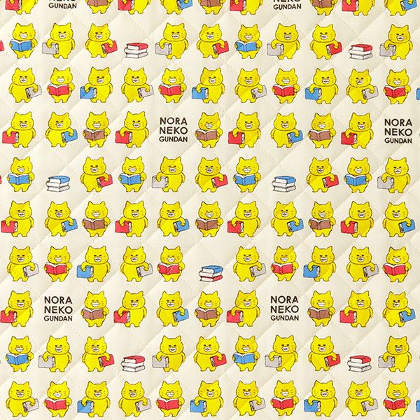 【ノラネコぐんだん】オックスキルト生地50cmカットクロス（ノラネコどくしょ/クリームいろ）