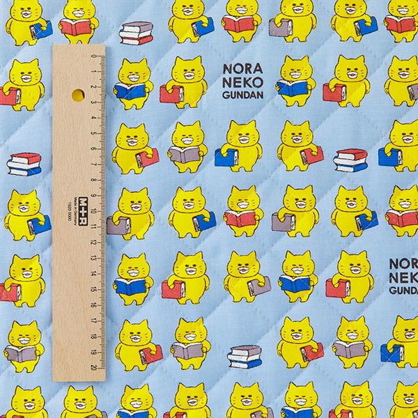 【ノラネコぐんだん】オックスキルト生地50cmカットクロス（ノラネコどくしょ/そらいろ）
