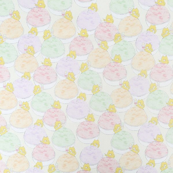 【ノラネコぐんだん】ファブリック シーチング50cmカットクロス（ノラネコアイス/バニラいろ）