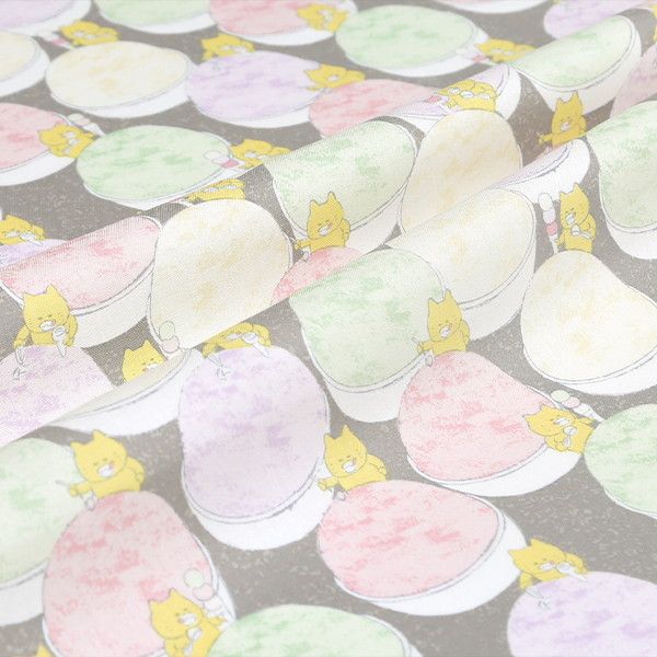 【ノラネコぐんだん】ファブリック シーチング50cmカットクロス（ノラネコアイス/ごまいろ）