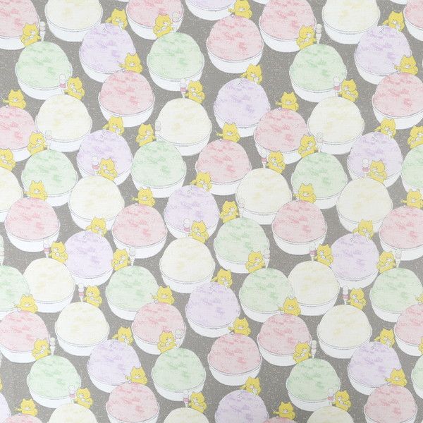 【ノラネコぐんだん】ファブリック シーチング50cmカットクロス（ノラネコアイス/ごまいろ）