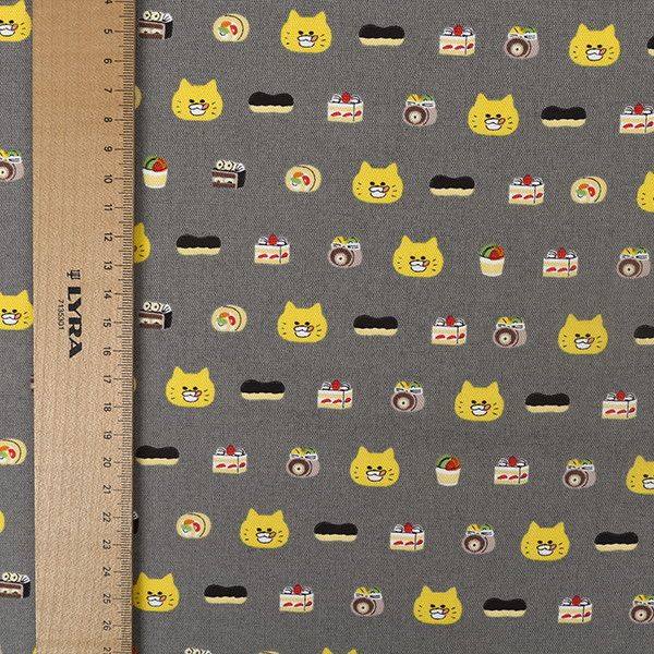 【ノラネコぐんだん】ファブリック オックス50cmカットクロス（ノラネコスイーツ/ごまいろ）