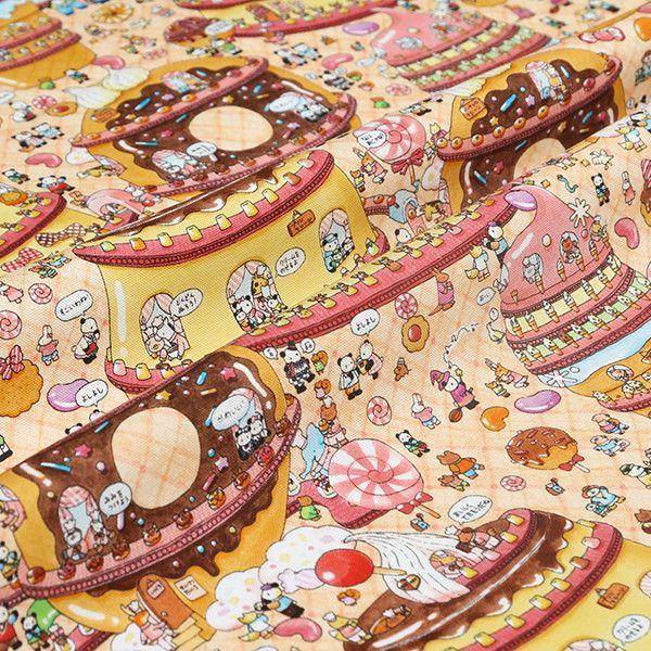 【パンダツアー】ファブリック オックス50cmカットクロス（おかし工場）