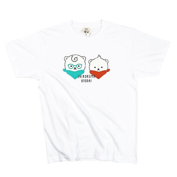 【しろくまきょうだい】Tシャツ（かお/白/Mサイズ）