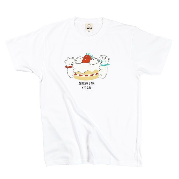 【しろくまきょうだい】Tシャツ（ケーキ/白/Mサイズ）