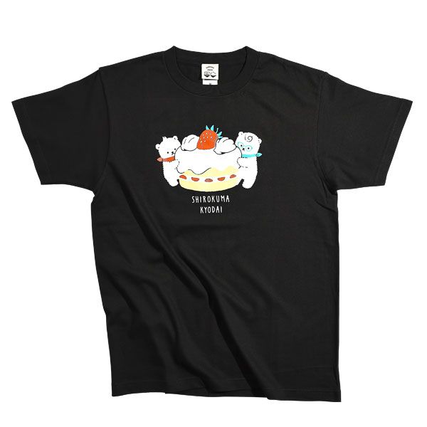 【しろくまきょうだい】Tシャツ（ケーキ/黒/Mサイズ）
