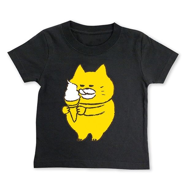 【ノラネコぐんだん】Tシャツ （ソフトクリーム）キッズ/黒 120cm