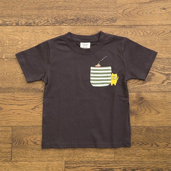 【ノラネコぐんだん】Tシャツ（ふね/黒）/キッズ 120cm