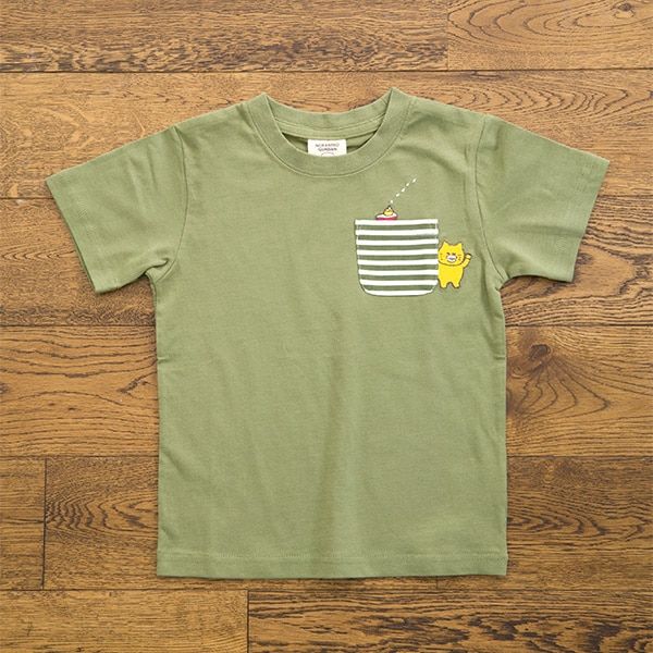 【ノラネコぐんだん】Tシャツ（ふね/カーキ）/キッズ 120cm