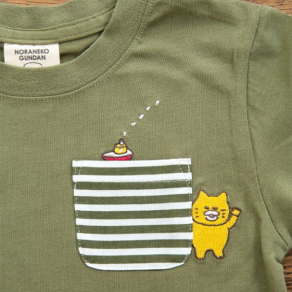 【ノラネコぐんだん】Tシャツ（ふね/カーキ）/キッズ 120cm