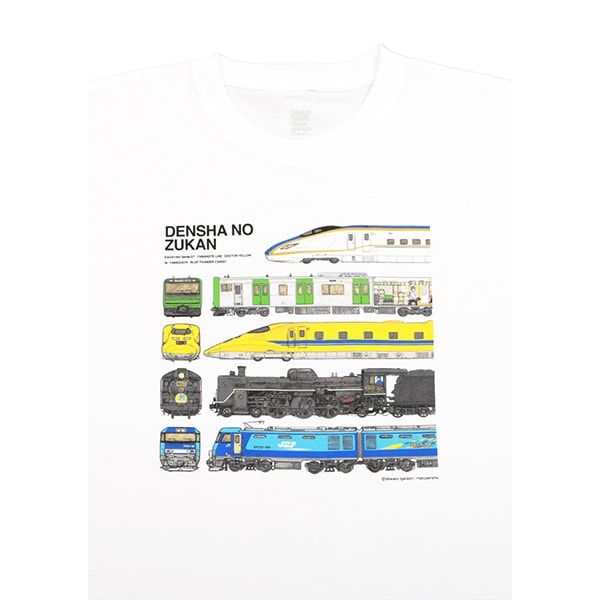 【でんしゃのずかん】大人Tシャツ（でんしゃのずかん）/M