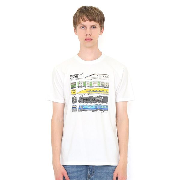 【でんしゃのずかん】大人Tシャツ（でんしゃのずかん）/M