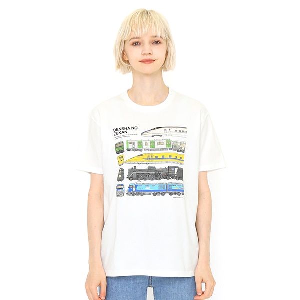 【でんしゃのずかん】大人Tシャツ（でんしゃのずかん）/M