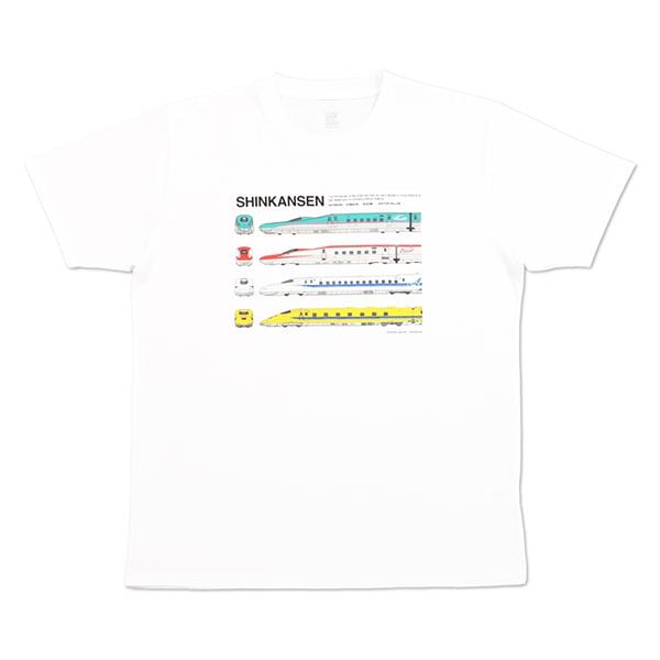 【でんしゃのずかん】大人Tシャツ（新幹線）/M