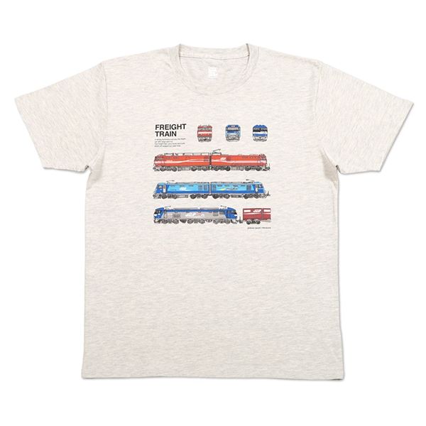 【でんしゃのずかん】大人Tシャツ（貨物列車）/M