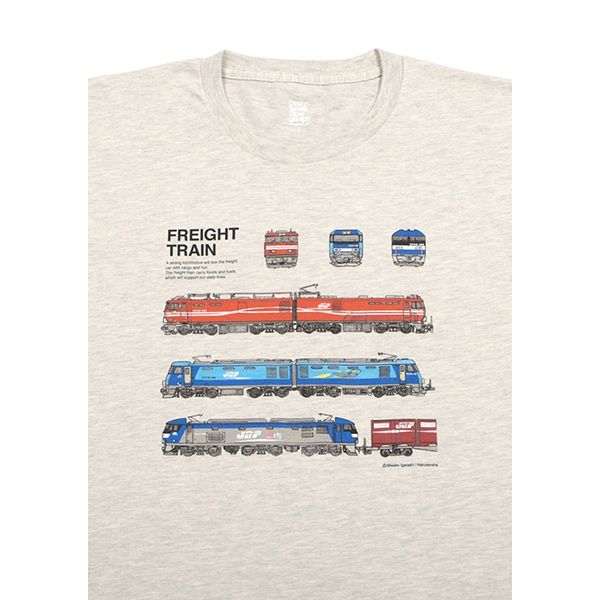 【でんしゃのずかん】大人Tシャツ（貨物列車）/M