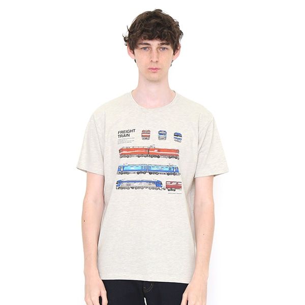 【でんしゃのずかん】大人Tシャツ（貨物列車）/M