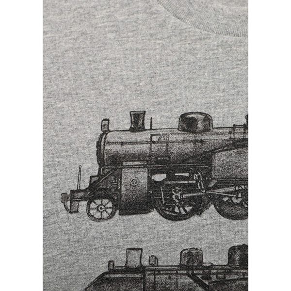 【でんしゃのずかん】大人Tシャツ（蒸気機関車）/M