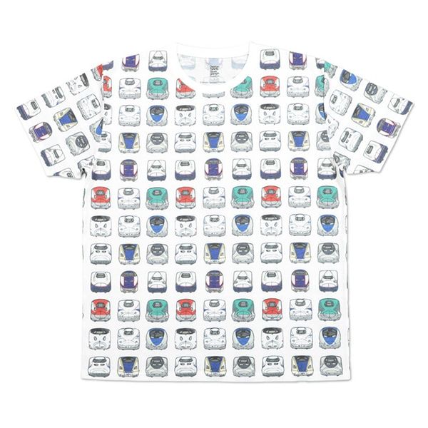 【でんしゃのずかん】大人Tシャツ（でんしゃのずかんパターン）/M