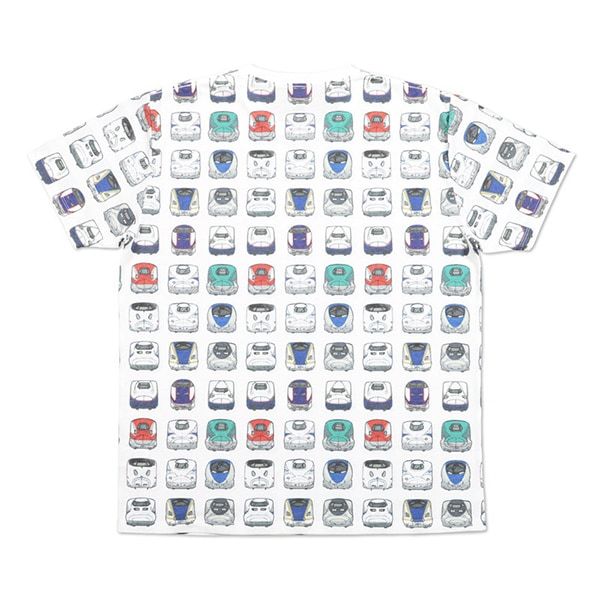 【でんしゃのずかん】大人Tシャツ（でんしゃのずかんパターン）/M