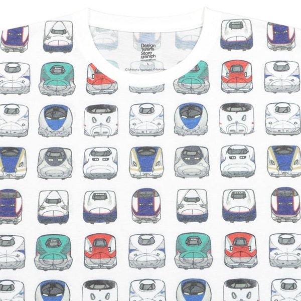 【でんしゃのずかん】大人Tシャツ（でんしゃのずかんパターン）/M