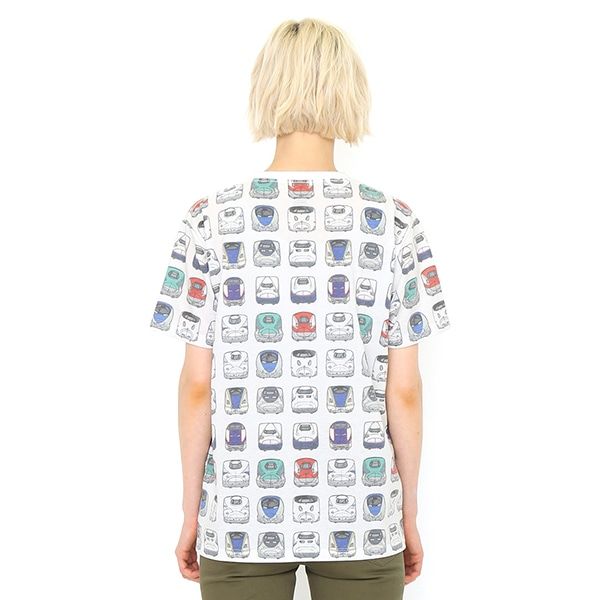 【でんしゃのずかん】大人Tシャツ（でんしゃのずかんパターン）/M