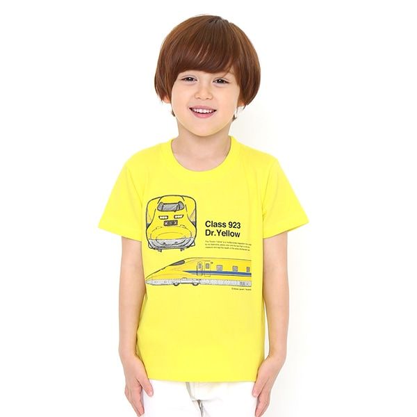 【でんしゃのずかん】キッズTシャツ（ドクターイエロー）/120cm