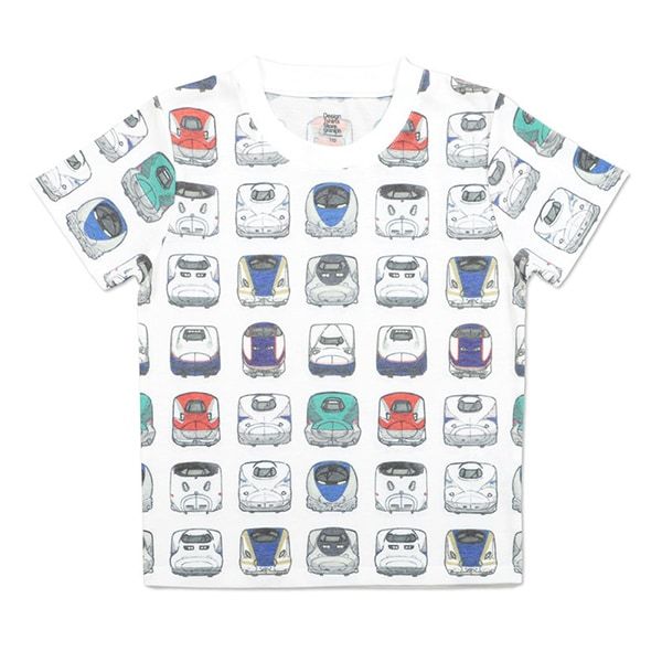 【でんしゃのずかん】キッズTシャツ（でんしゃのずかんパターン）/120cm