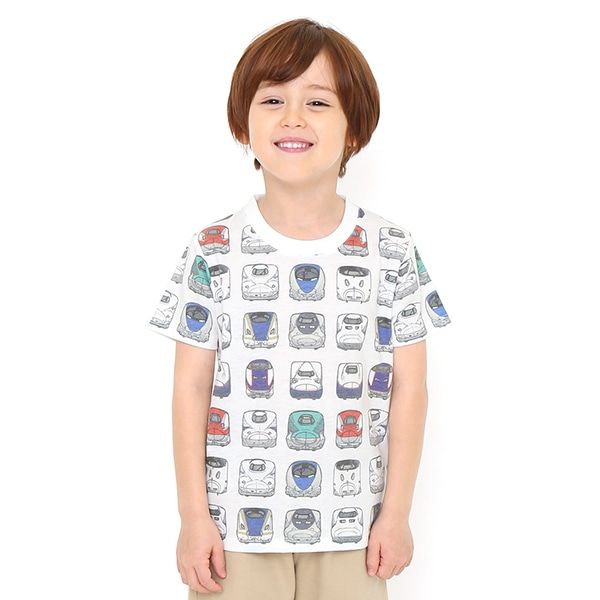 【でんしゃのずかん】キッズTシャツ（でんしゃのずかんパターン）/120cm