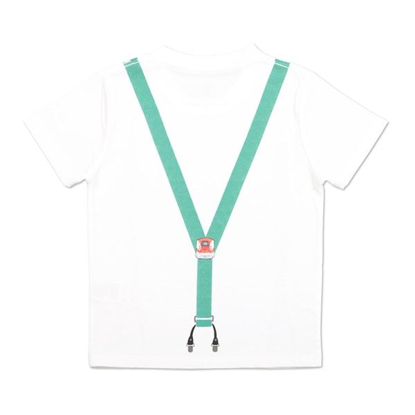 【でんしゃのずかん】キッズTシャツ（グリーンサスペンダー）/110cm