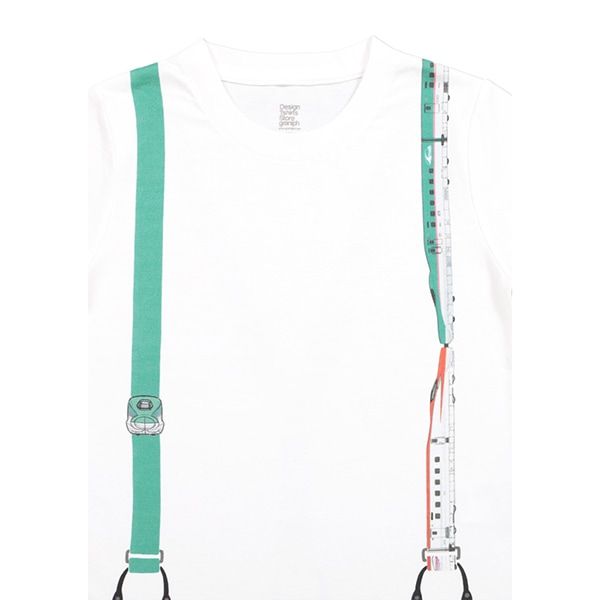 【でんしゃのずかん】キッズTシャツ（グリーンサスペンダー）/110cm