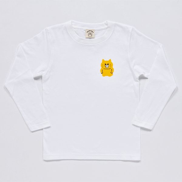 【ノラネコぐんだん】長袖Tシャツ ノラネコワンポイント 白/キッズ 130cm