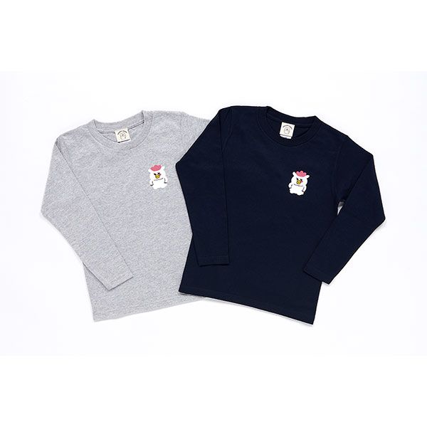 【ノラネコぐんだん】長袖Tシャツ マーミーちゃんワンポイント グレー/キッズ 130cm