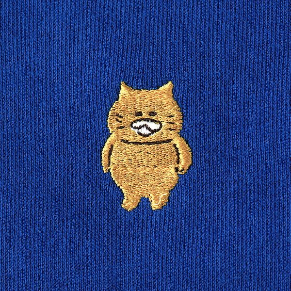 【ノラネコぐんだん】キッズジップパーカー（ノラネコ刺繍/青）/キッズ120cm