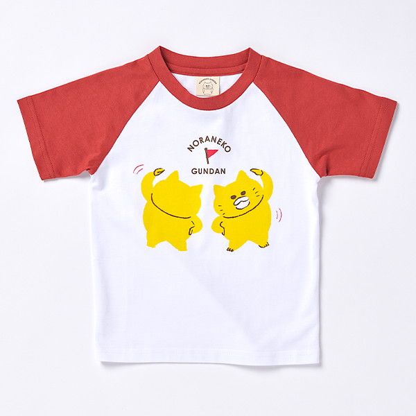 のっくん販売 kodomoe shop｜【ノラネコぐんだん】Tシャツ（たいそう/白×赤）/L