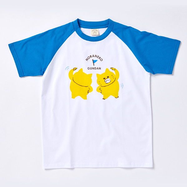 kodomoe shop｜【ノラネコぐんだん】Tシャツ（たいそう/白×青）/XL