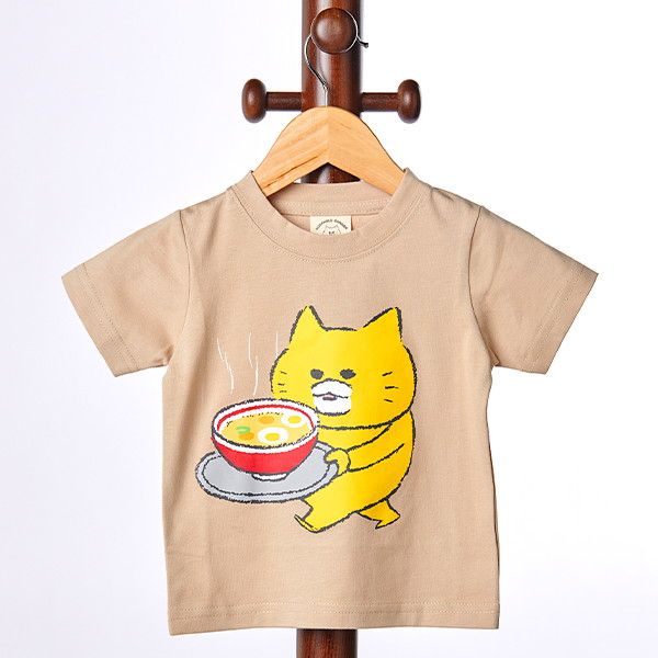 【ノラネコぐんだん】Tシャツ（ラーメン/ベージュ）/130cm